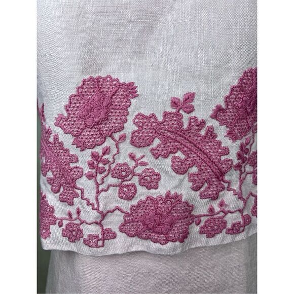 Vintage 1960s Linen Skirt Set Baby Pink Embroidered Susan Thomas Size Small/MD - Picture 3 of 10